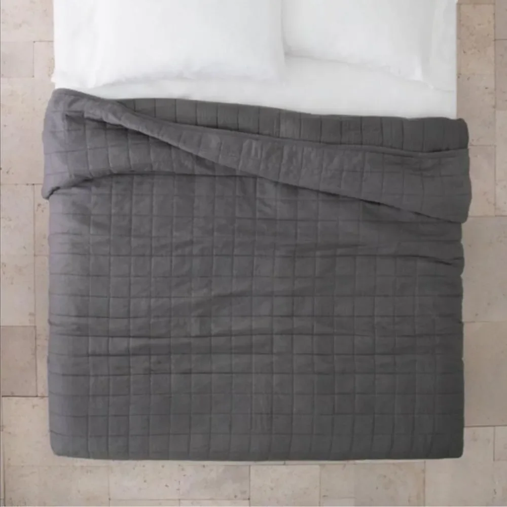 New Heavyweight Linen blend quilt by Casaluna. Dark gray color.